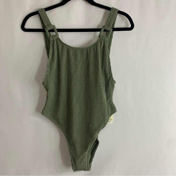 NWT Aerie Crinkle Birthday Scoop Cheekiest One Piece Olive Swimsuit, size M & XL - Picture 9 of 12